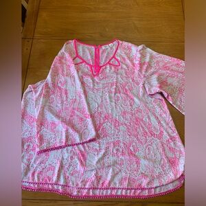 Women’s plus size 26/28w blouse - hot pink and cream